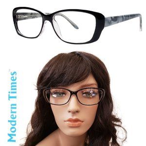 Modern Times Luminous 55-16 RX Eyeglasses Frame Black Marble Silver Gray